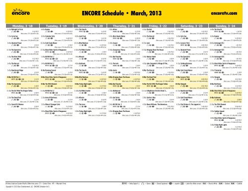 ENCORE Schedule - March, 2013 - Starz