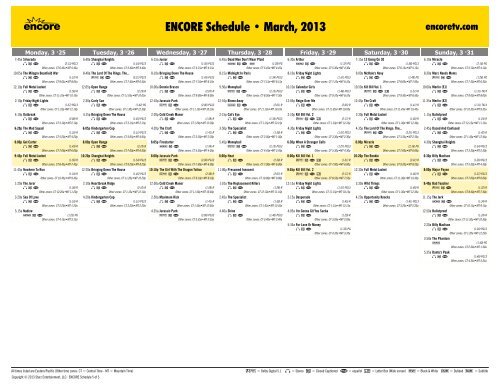ENCORE Schedule - March, 2013 - Starz