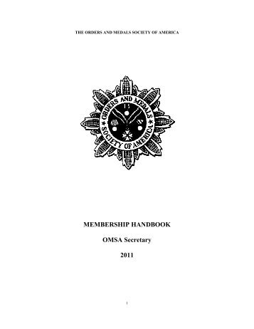 Membership Handbook - Orders and Medals Society of America