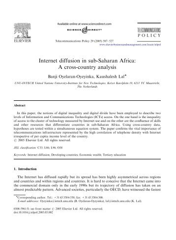 Internet diffusion in sub-Saharan Africa: A cross-country analysis