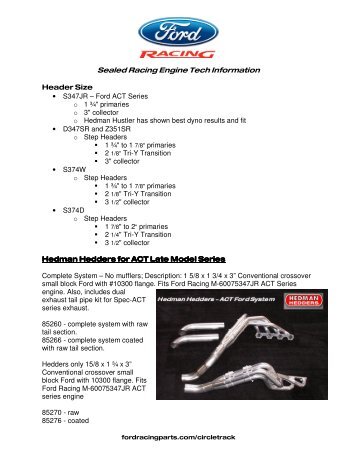 Sealed Racing Engine Tech Information - Ford Racing