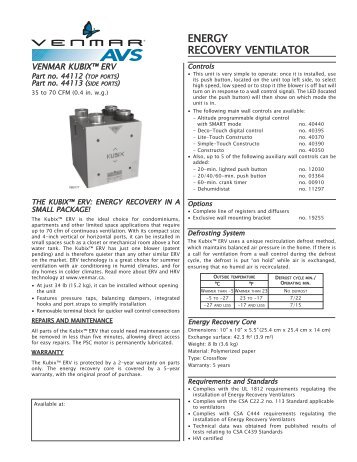 ENERGY RECOVERY VENTILATOR - Venmar