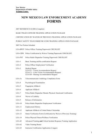new mexico law enforcement academy forms - NMDPS Law ...