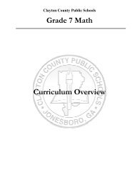 Grade 7 Math Curriculum Overview - Clayton County Public Schools