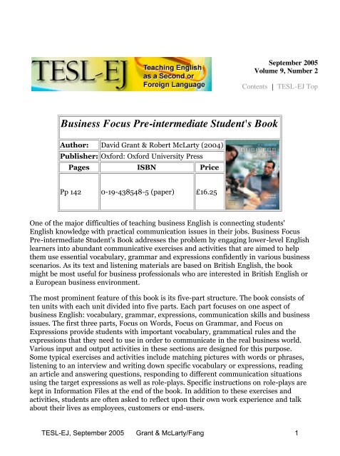 TESL-EJ 9.2 --Business Focus Pre-intermediate