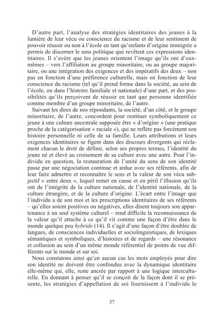 Ethnicisation des rapports entre ÃƒÂ©lÃƒÂ¨ves : une approche ... - CNDP