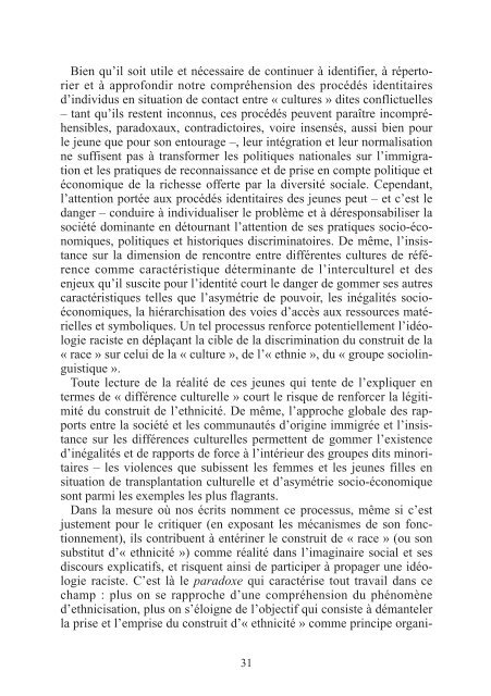 Ethnicisation des rapports entre ÃƒÂ©lÃƒÂ¨ves : une approche ... - CNDP