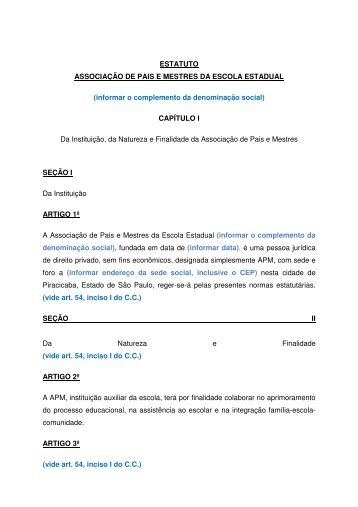 Estatuto da APM - 2Âº Registro de ImÃ³veis e Anexos de Piracicaba