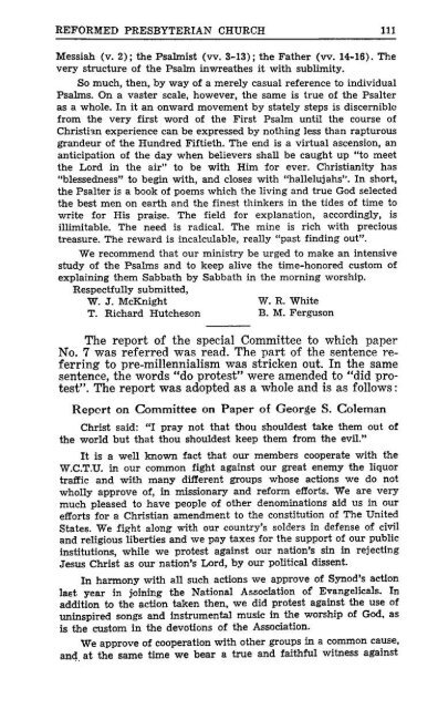 Reformed Presbyterian Minutes of Synod 1947