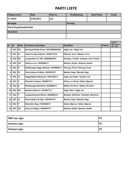 PARTI LISTE - Nesk