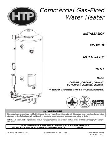 Download Installation Manual (.pdf) - Heat Transfer Products, Inc