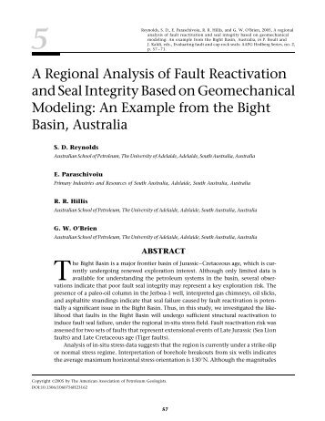A regional analysis of fault reactivation and seal integrity using the ...