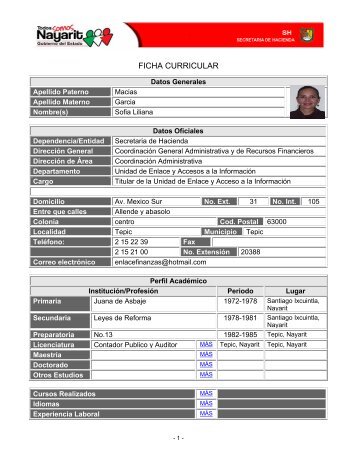 FICHA CURRICULAR - SecretarÃ­a de AdministraciÃ³n y Finanzas