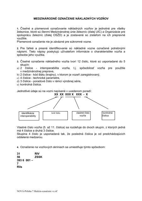 MEDZINÃRODNÃ OZNAÄENIE NÃKLADNÃCH ... - ZSSK Cargo