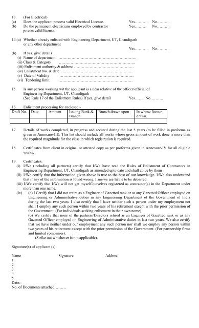 Enlistment of Contractors - Chandigarh