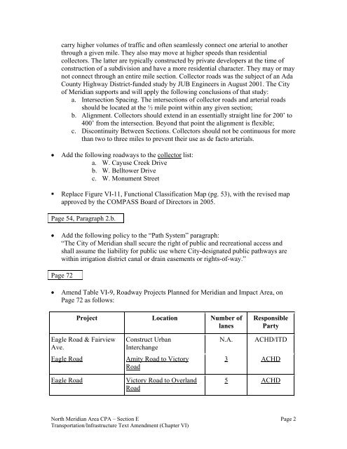 SECTION E TRANSPORTATION ... - City of Meridian