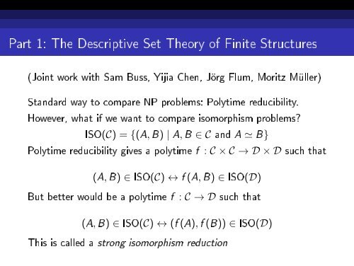 Part 1: The Descriptive Set Theory of Finite Structures