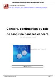 Cancers, confirmation du rÃ´le de l'aspirine dans les cancers - Amessi