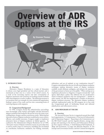 Overview of ADR Options at the IRS - Journal of Comsumer ...