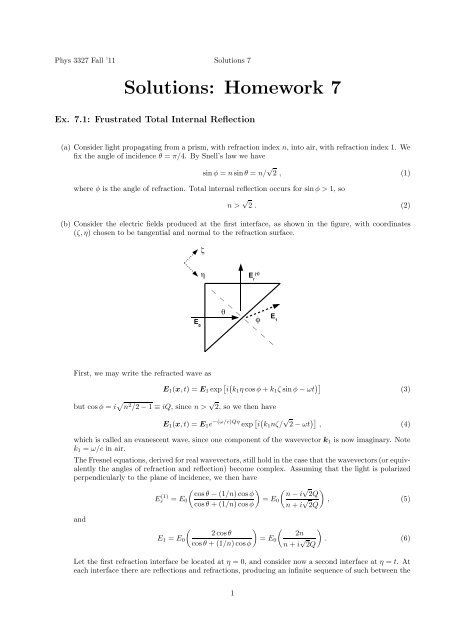 HW7 solutions - Itai Cohen Group