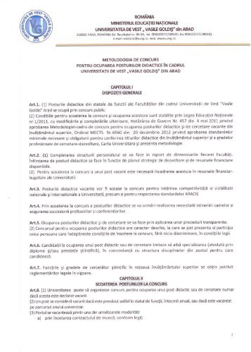 Metodologie - Universitatea de Vest "Vasile Goldis" din Arad