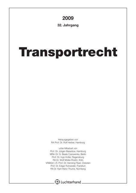 TranspR Register 2009 - Deutsche Gesellschaft fÃ¼r Transportrecht