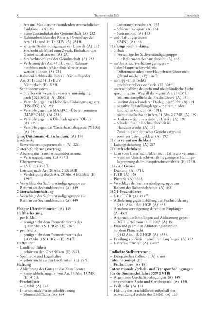 TranspR Register 2009 - Deutsche Gesellschaft fÃ¼r Transportrecht