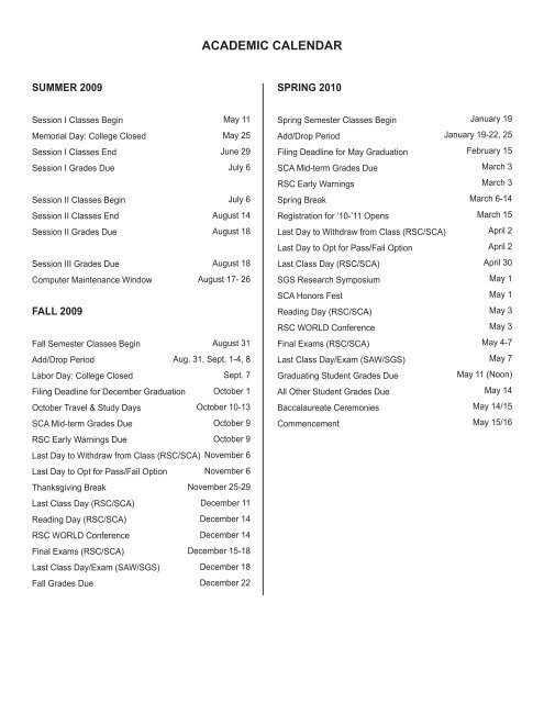 2009-2010 - Catalog Sage - The Sage Colleges