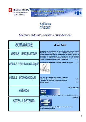 Secteur : Industries Textiles et Habillement A la Une - Tunisian ...