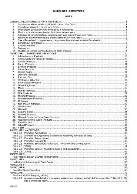 GUIDELINES - FARM FEEDS INDEX GENERAL ... - AFMA