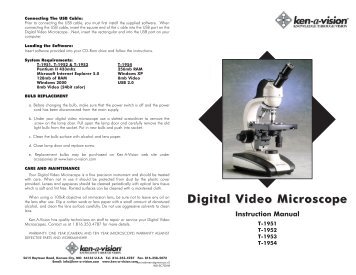 Digital Video Microscope Instruction Manual - Ken-A-Vision