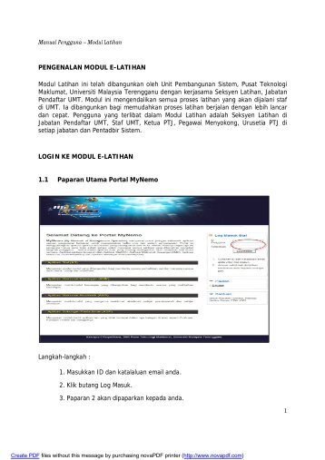 PENGENALAN MODUL E-LATIHAN Modul Latihan ini ... - MyNemo