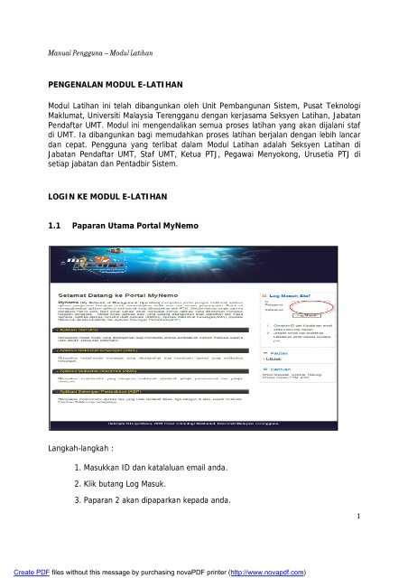 PENGENALAN MODUL E-LATIHAN Modul Latihan ini ... - MyNemo