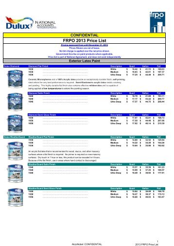 FRPO 2013 Price List