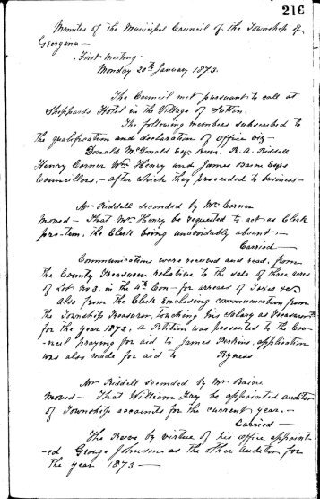 1873 Georgina - Council Minutes