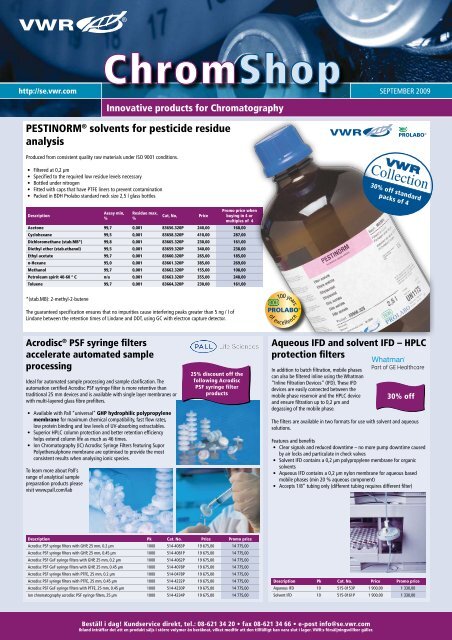 PESTINORMÂ® solvents for pesticide residue analysis - VWR ...