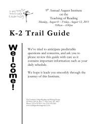 K-2 Trail Guide - The Reading & Writing Project