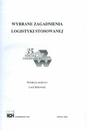 WYBRANE ZAGADNIENIA LOGISTYKI STOSOWANEJ - AGH