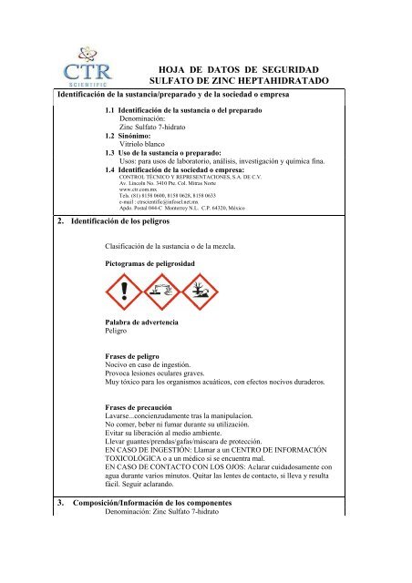 Sulfato de zinc propiedades fisicas y quimicas
