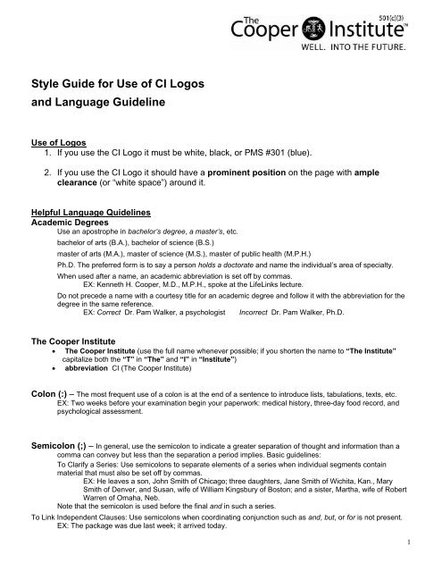 STYLE MANUAL - Cooper Institute