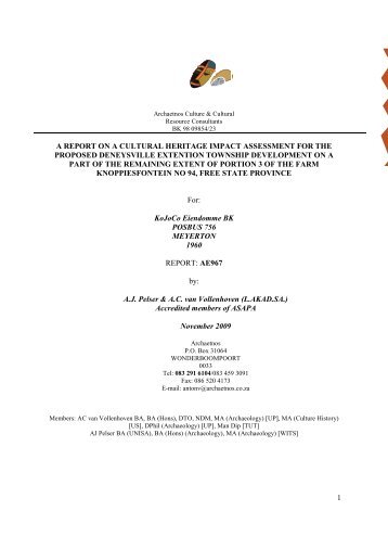 1 a report on a cultural heritage impact assessment for the ... - SAHRA