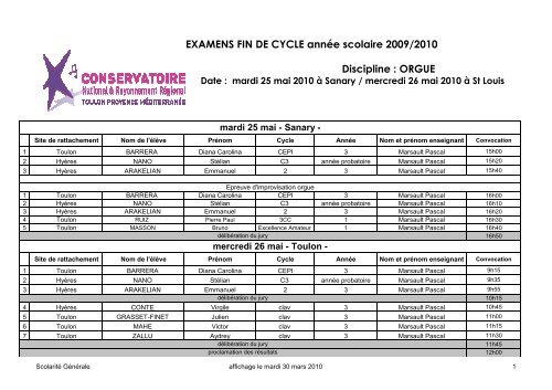 ORDRE DE PASSAGE ORGUE - CNRR