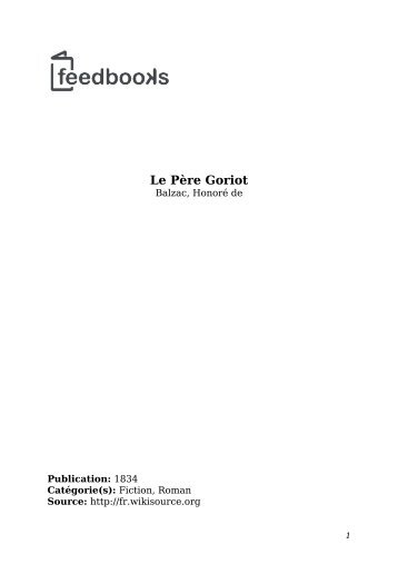 Le PÃ¨re Goriot - Lecteurs.com