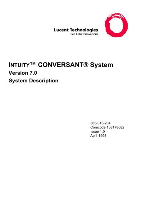 INTUITYâ¢ CONVERSANTÂ® System Version 7.0 ... - Avaya Support