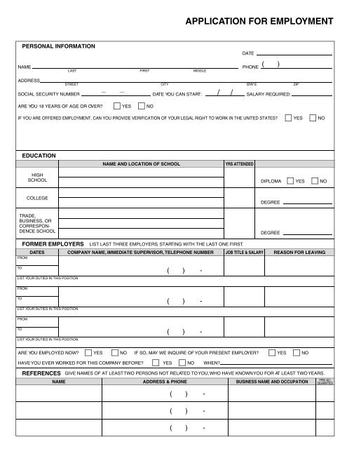application for employment - Capital City Group