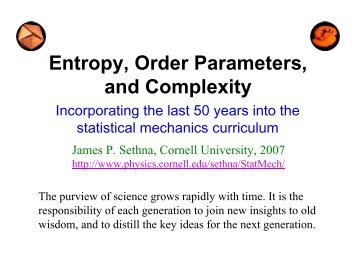 Entropy, Order Parameters, and Complexity - Cornell University