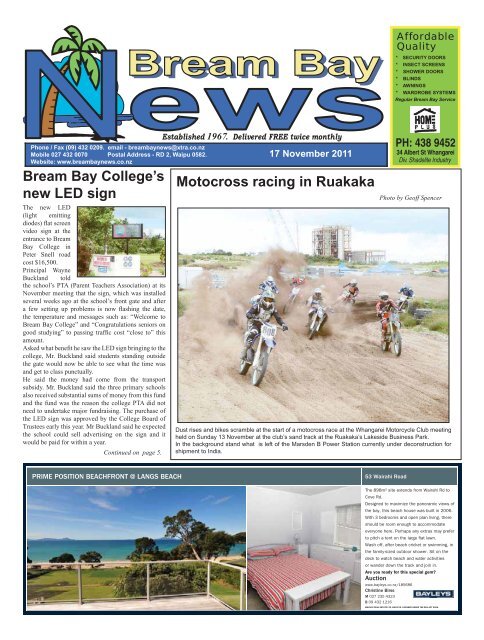 Issue 17th November 2011 (2.6mb) - Bream Bay News