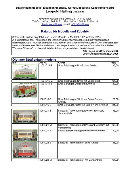 Leopold Halling Ges.m.b.H. - Modellismo ferroviario