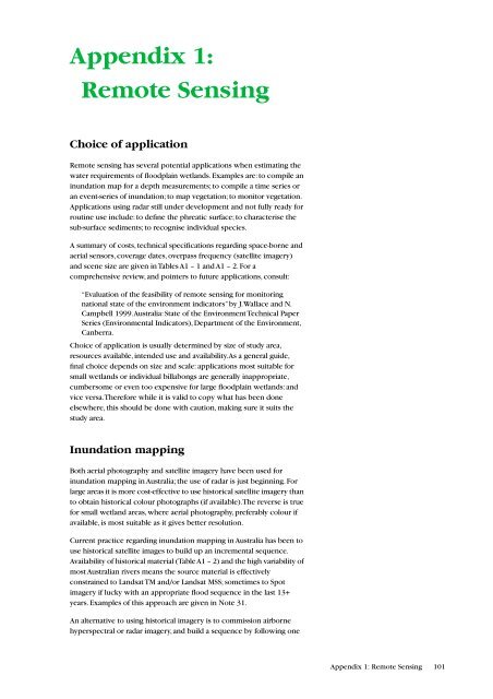 Estimating the Water Requirements for Plants of Floodplain Wetlands