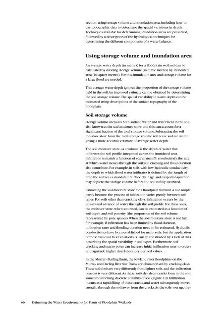 Estimating the Water Requirements for Plants of Floodplain Wetlands